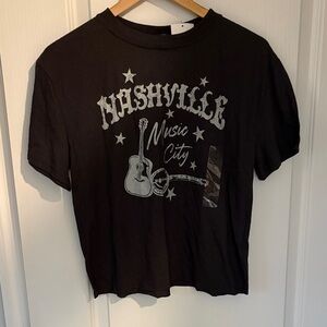 NWT Fifth Sun Black Nashville Music City Graphic Crop Tee